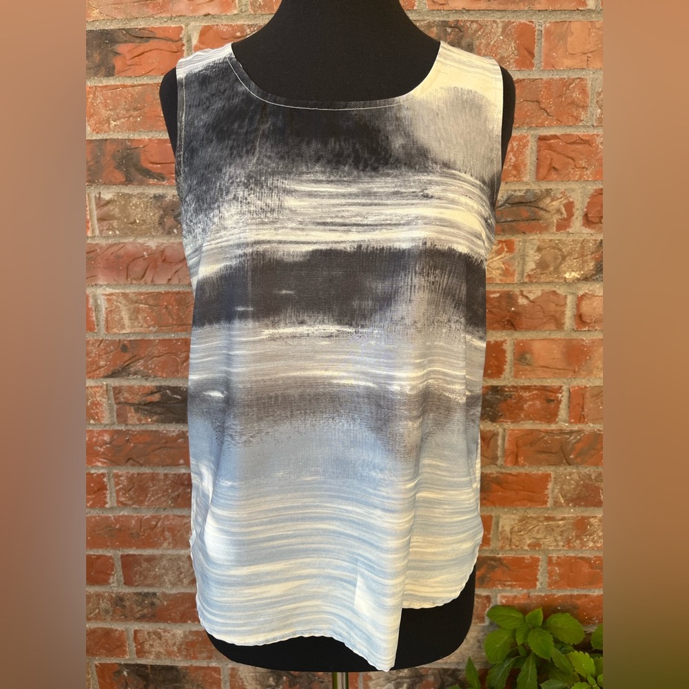 Olive & Oak High Low Abstract Silky Open Back Tank